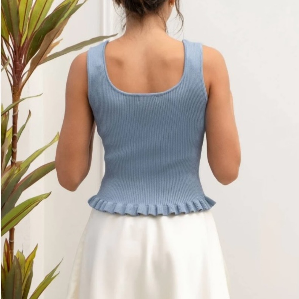 NWT The Workshop Studio Lettuce Hem Ribbed Sweater Tank Top Size Small - Picture 2 of 11